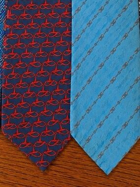 CELINE PARIS duo Vintage Patterned Silk Ties
